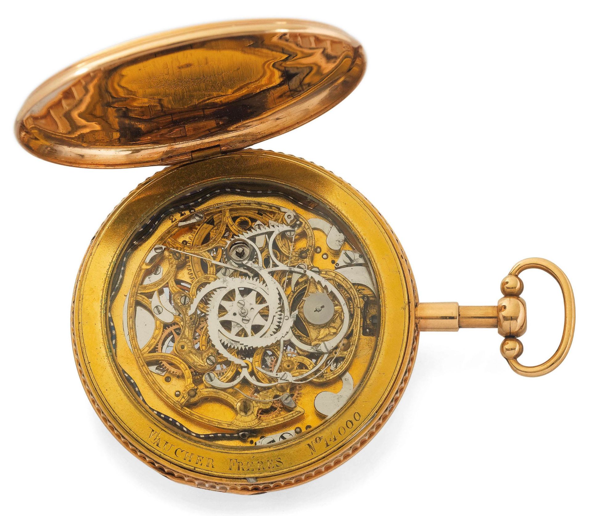 Vaucher Fréres, rare, attractive, large skeleton watch with minute repeater, ca. 1780. - Image 2 of 3