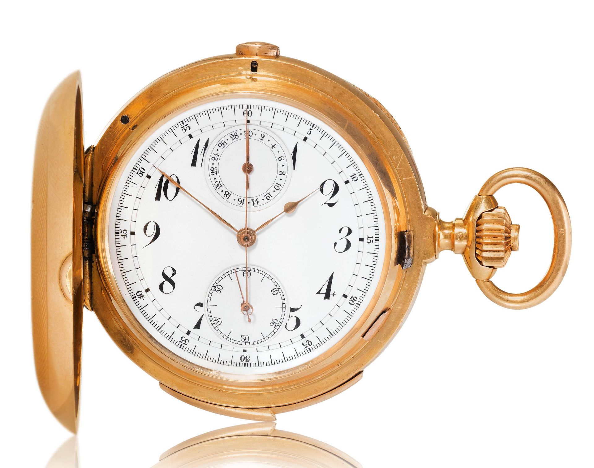 F. Audemars, seltene schwere Minutenrepetition mit Chronograph, ca. 1900.