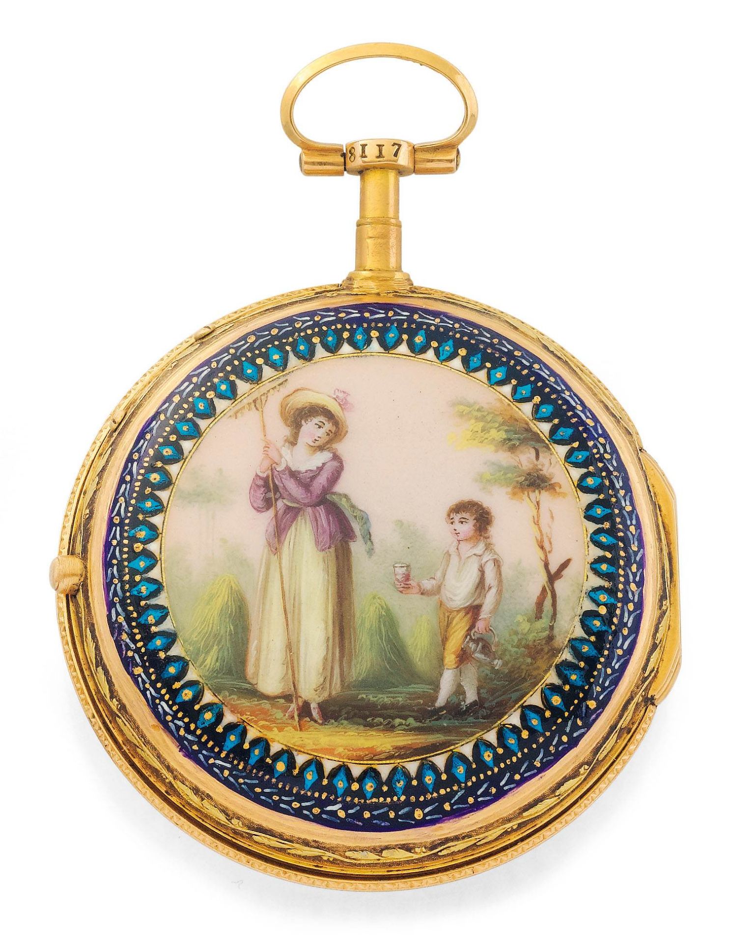 Jaques Coulin & Amy Bry, feine Goldemailtaschenuhr, ca. 1790