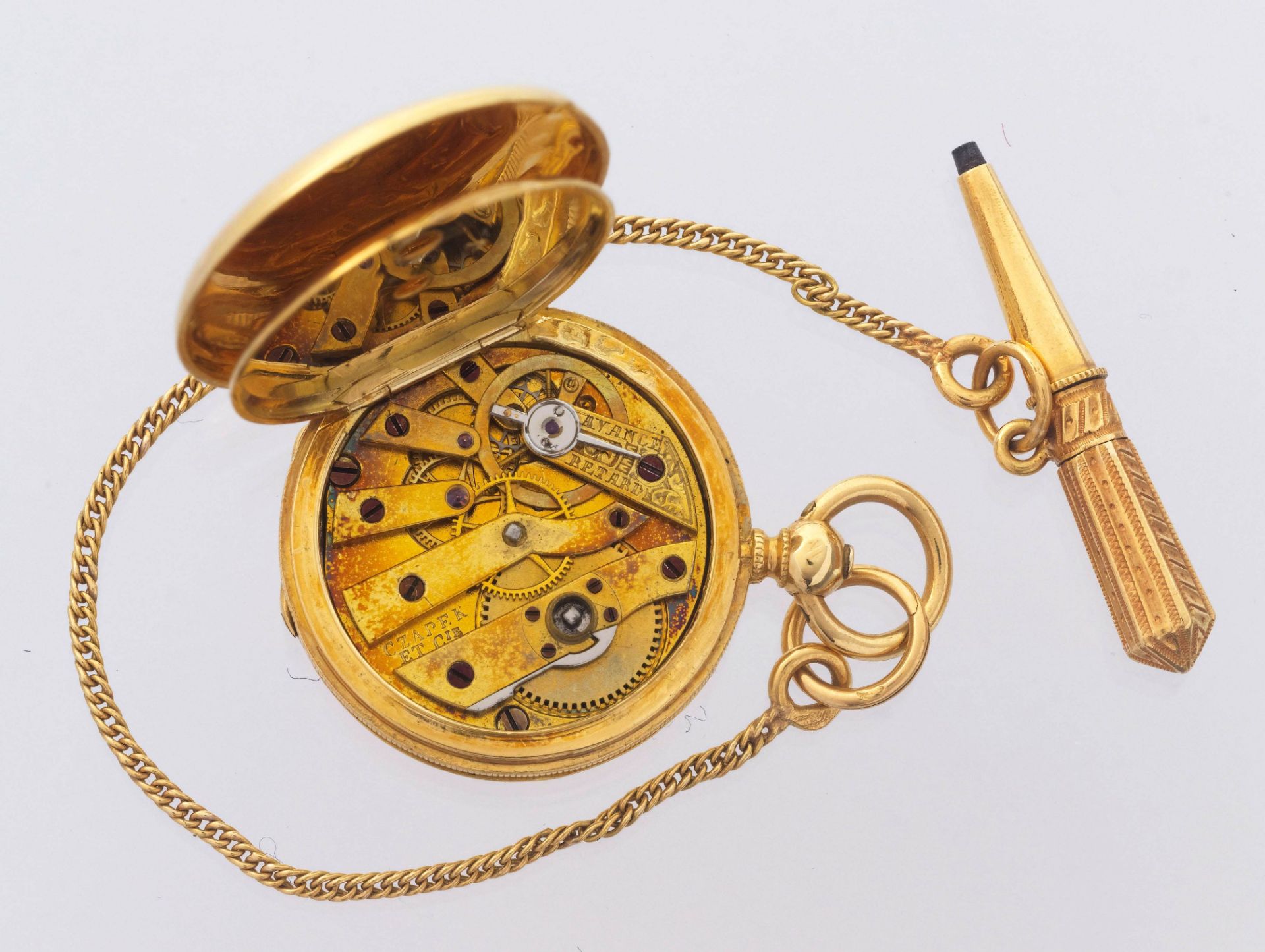 Czapek & Cie, extrem seltene Miniatur Anhängeuhr mit dem Wappen von Napoleon III, ca. 1860. - Bild 5 aus 5