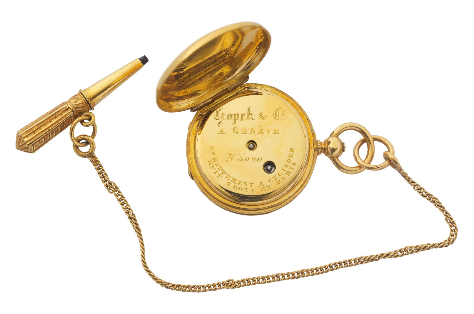 Czapek & Cie, extrem seltene Miniatur Anhängeuhr mit dem Wappen von Napoleon III, ca. 1860. - Bild 2 aus 5