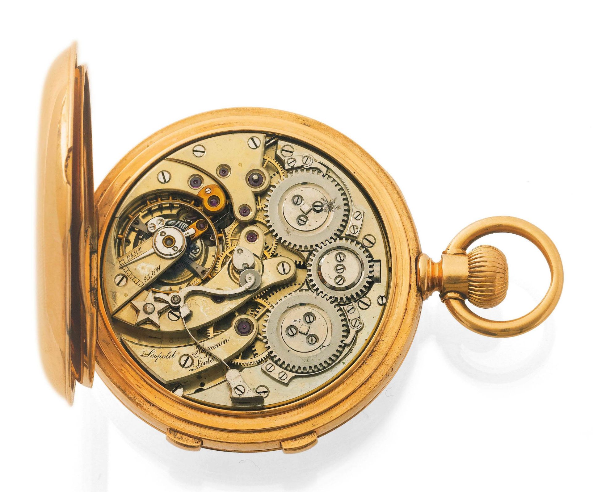 Leopold Huguenin, seltener Chronograph Rattrapant mit 1/4-Sekunde, ca. 1880. - Bild 3 aus 5