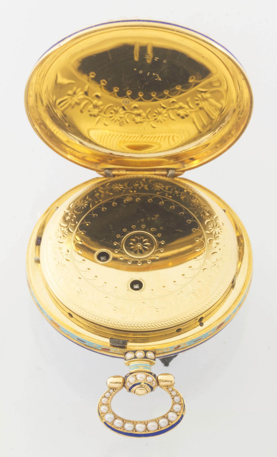 Voumard, seltene und grosse Gold-Emailtaschenuhr für den Chinesischen Markt, ca. 1800. - Bild 4 aus 5