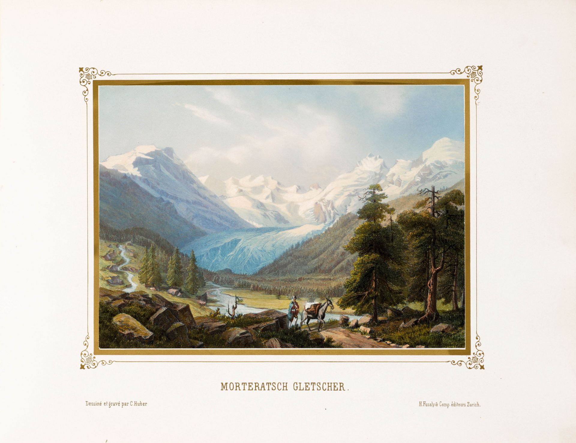 GRAUBÜNDEN -Huber, C[aspar].Album von St. Moritz in Oberengadin Ct. Graubünden. Mit gest. kolor.
