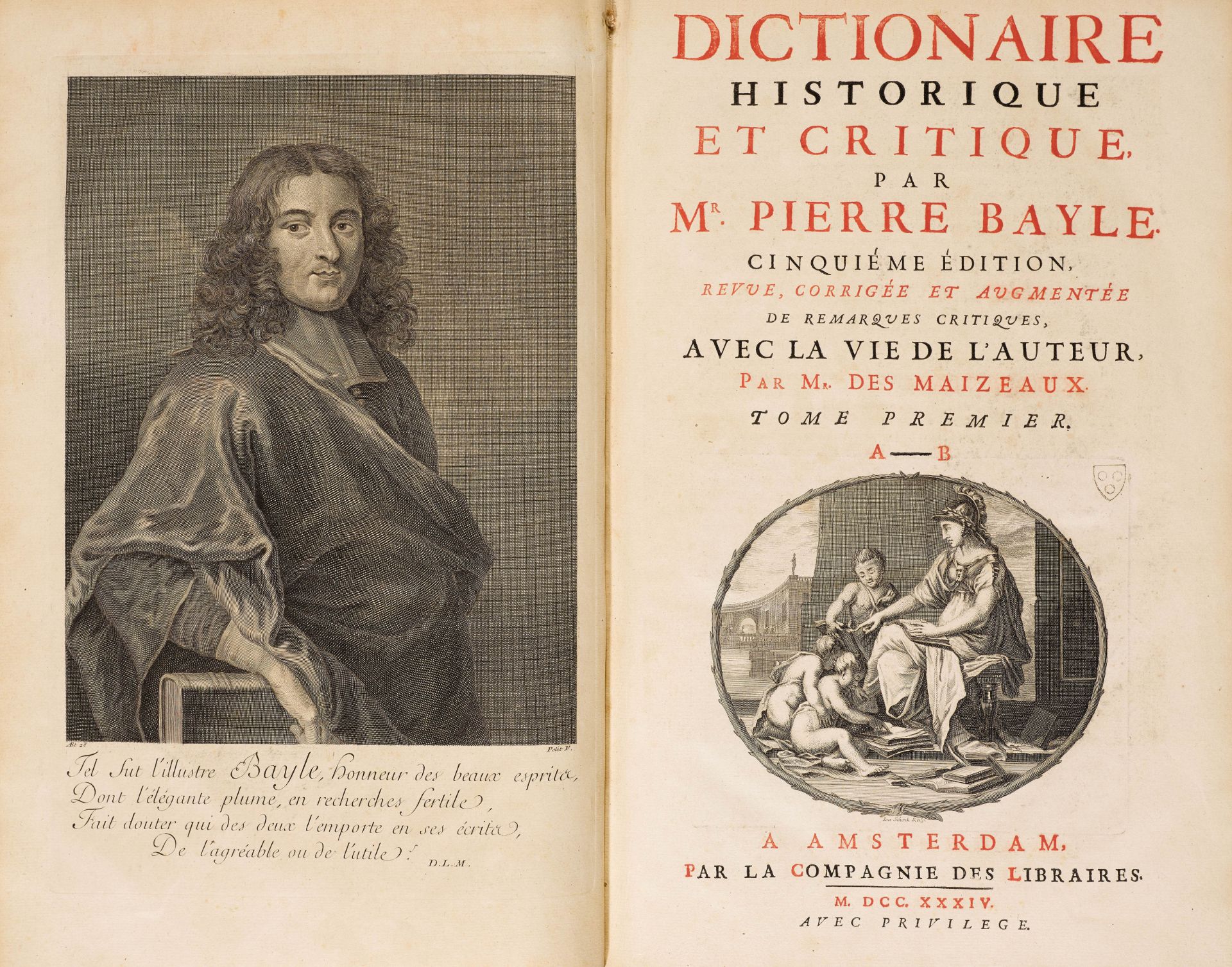LEXIKA - Bayle, Pierre.Dictionaire historique et critique. Cinquieme edition, revue, corrigée et