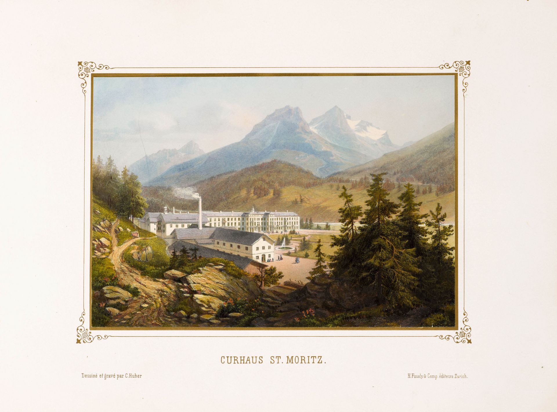 GRAUBÜNDEN -Huber, C[aspar].Album von St. Moritz in Oberengadin Ct. Graubünden. Mit gest. kolor. - Bild 2 aus 3