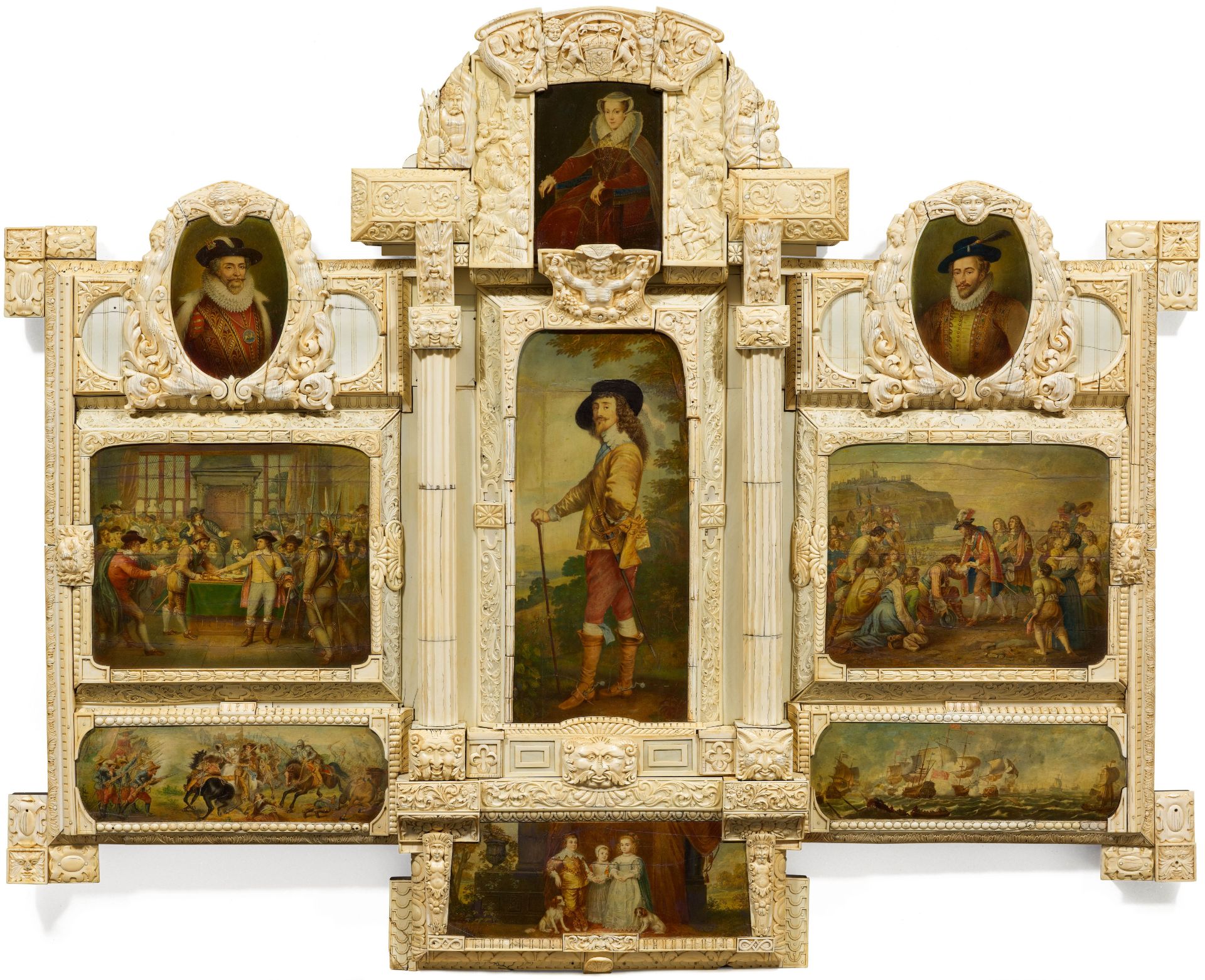LARGE PICTORIAL PANEL WITH SCENES FROM THE HISTORY OF ENGLAND