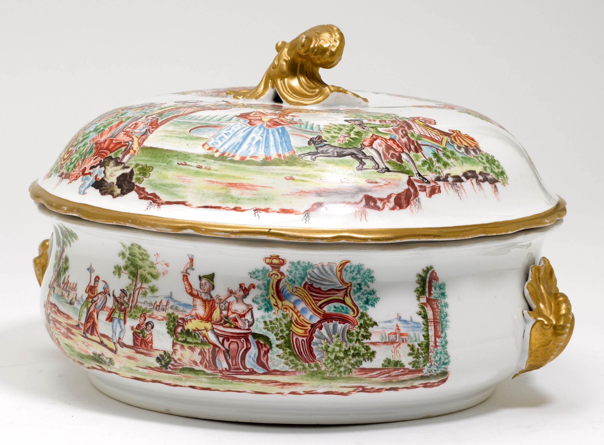 A LARGE TUREEN WITH "FÈTE GALANTES” HAUSMALER DECORATION - Image 2 of 5