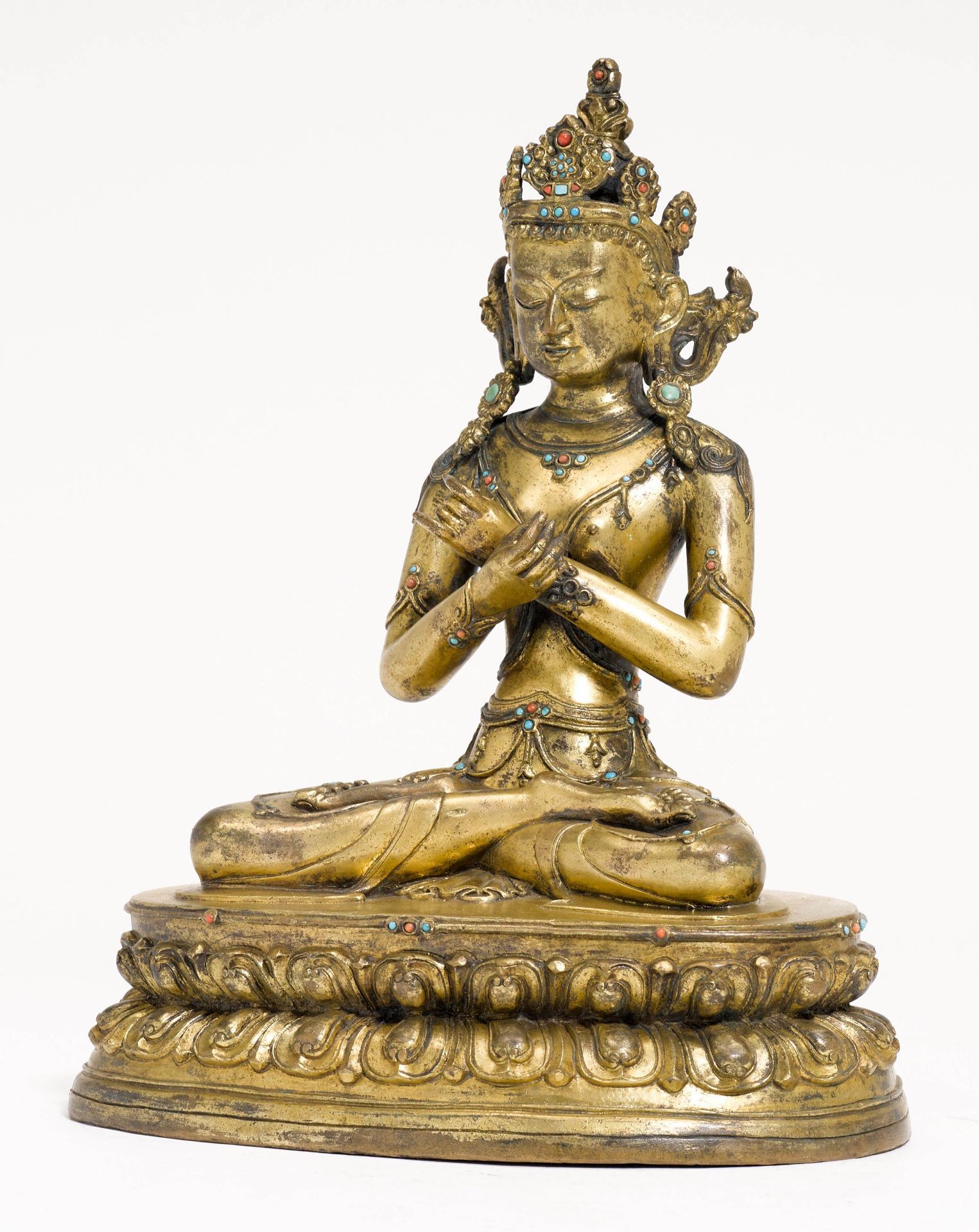 A GILT COPPER ALLOY FIGURE OF VAJRADHARA. - Image 2 of 2