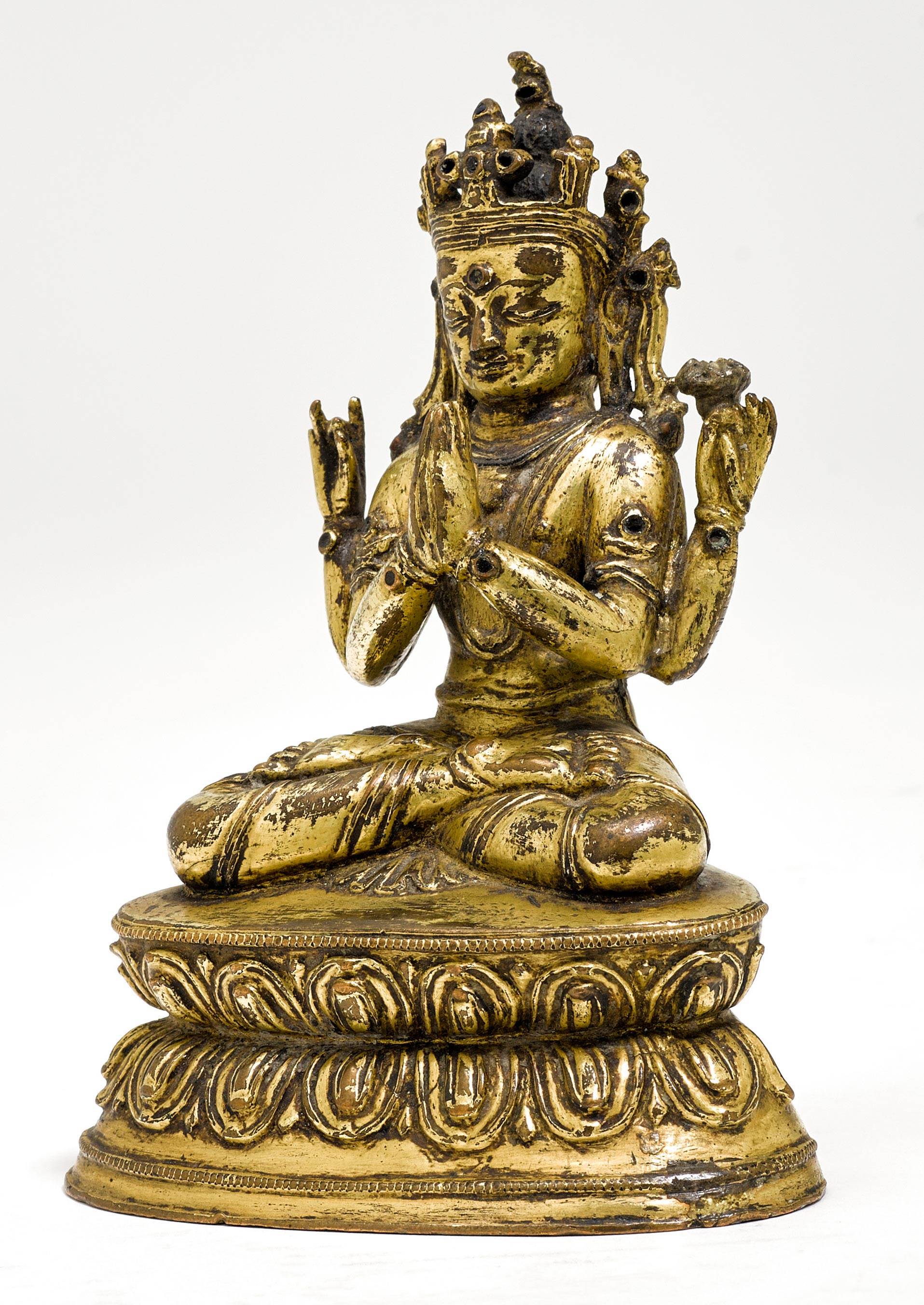 A GILT COPPER ALLOY FIGURE OF SHADAKSHARI. - Image 2 of 2