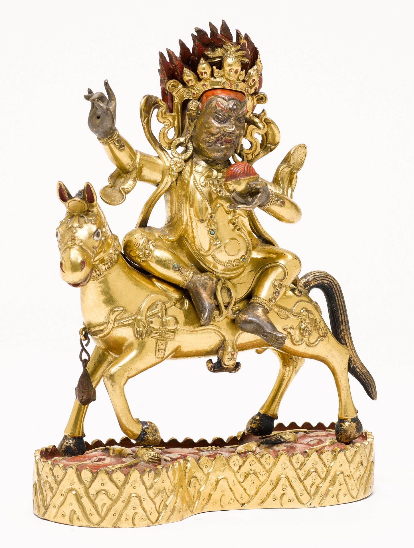 A GILT COPPER ALLOY FIGURE OF PALDEN LHAMO. - Image 2 of 2