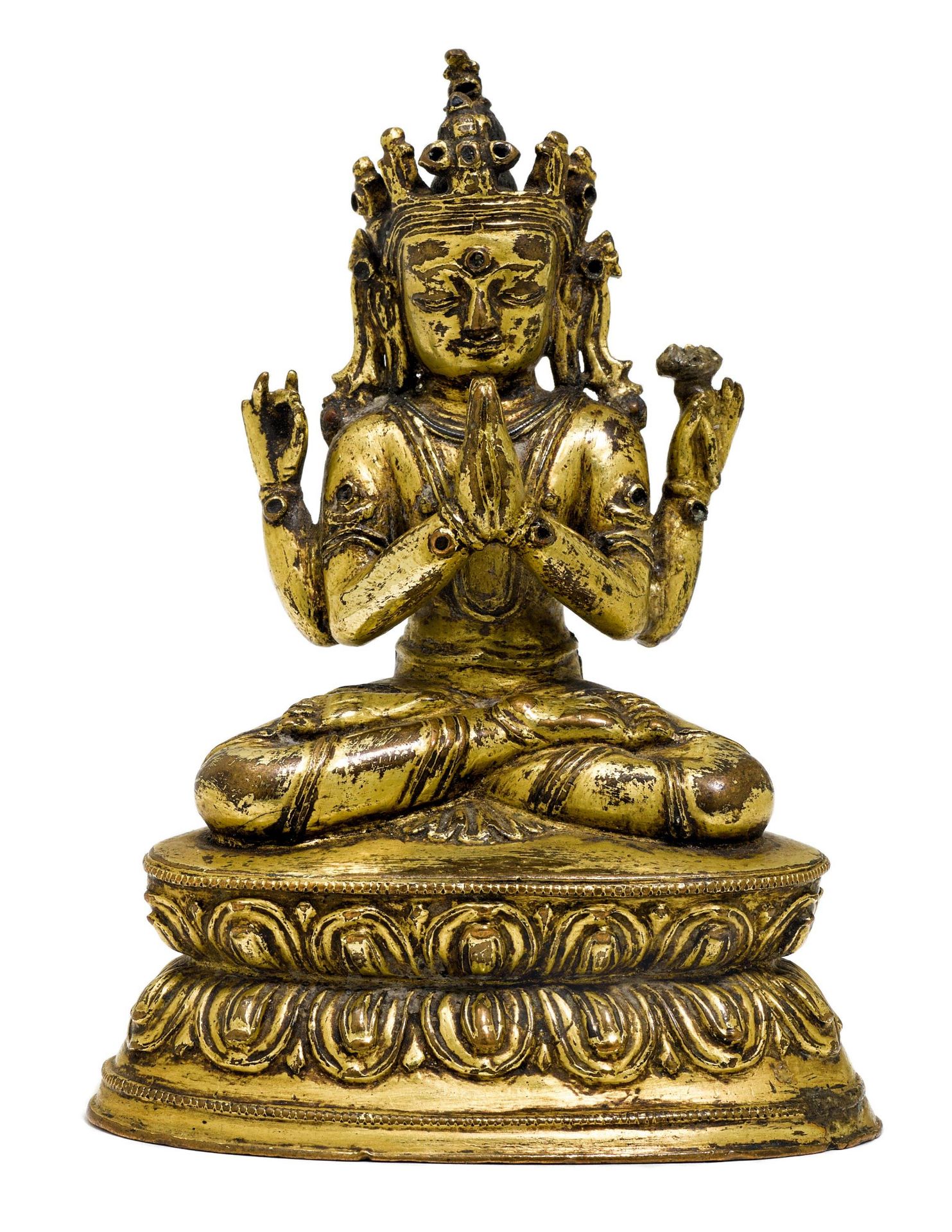 A GILT COPPER ALLOY FIGURE OF SHADAKSHARI.