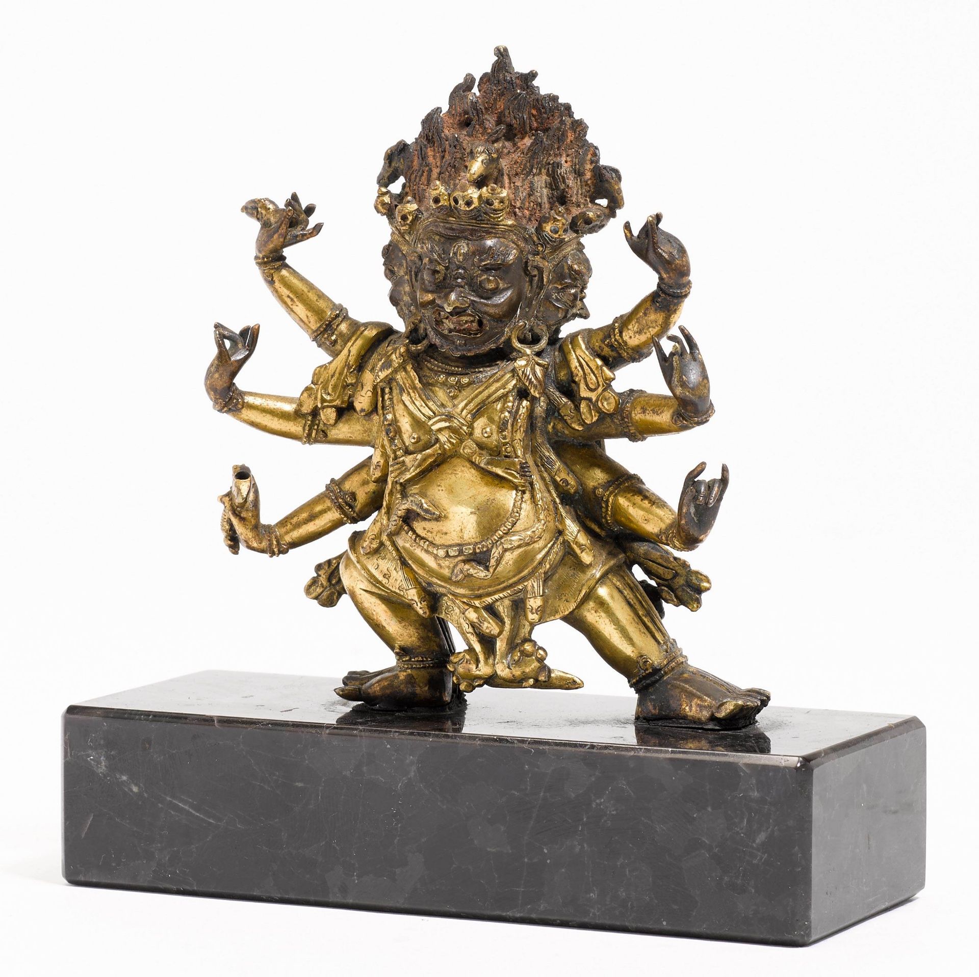 A GILT BRONZE FIGURE OF HAYAGRIVA. - Image 2 of 2