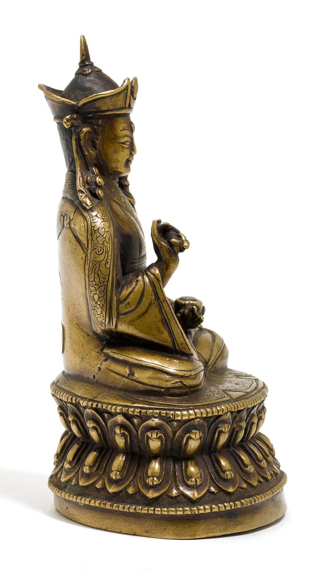 A BRONZE FIGURE OF PADMASAMBHAVA. - Image 3 of 3