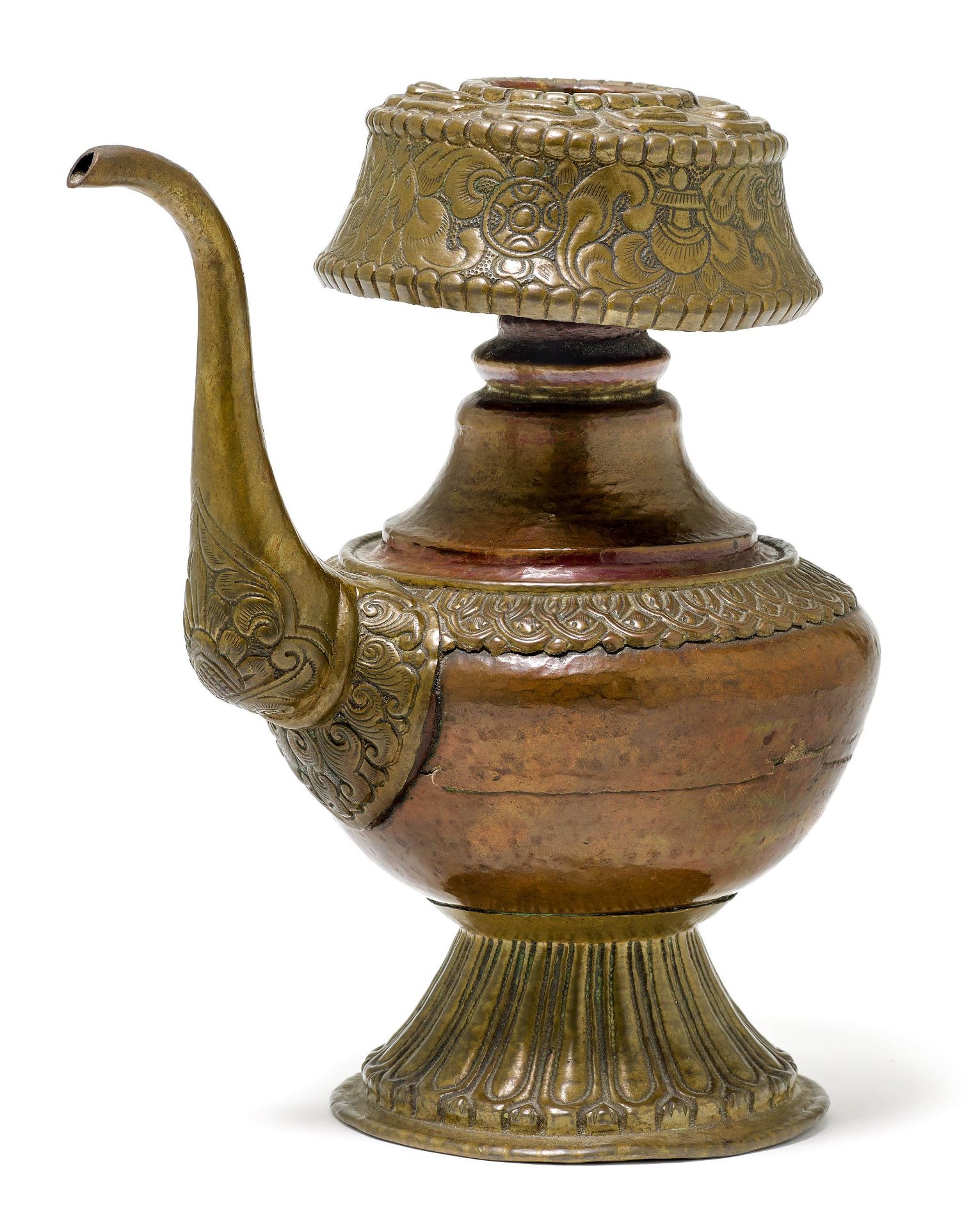 A COPPER AND BRASS RITUAL EWER (BUMPA).