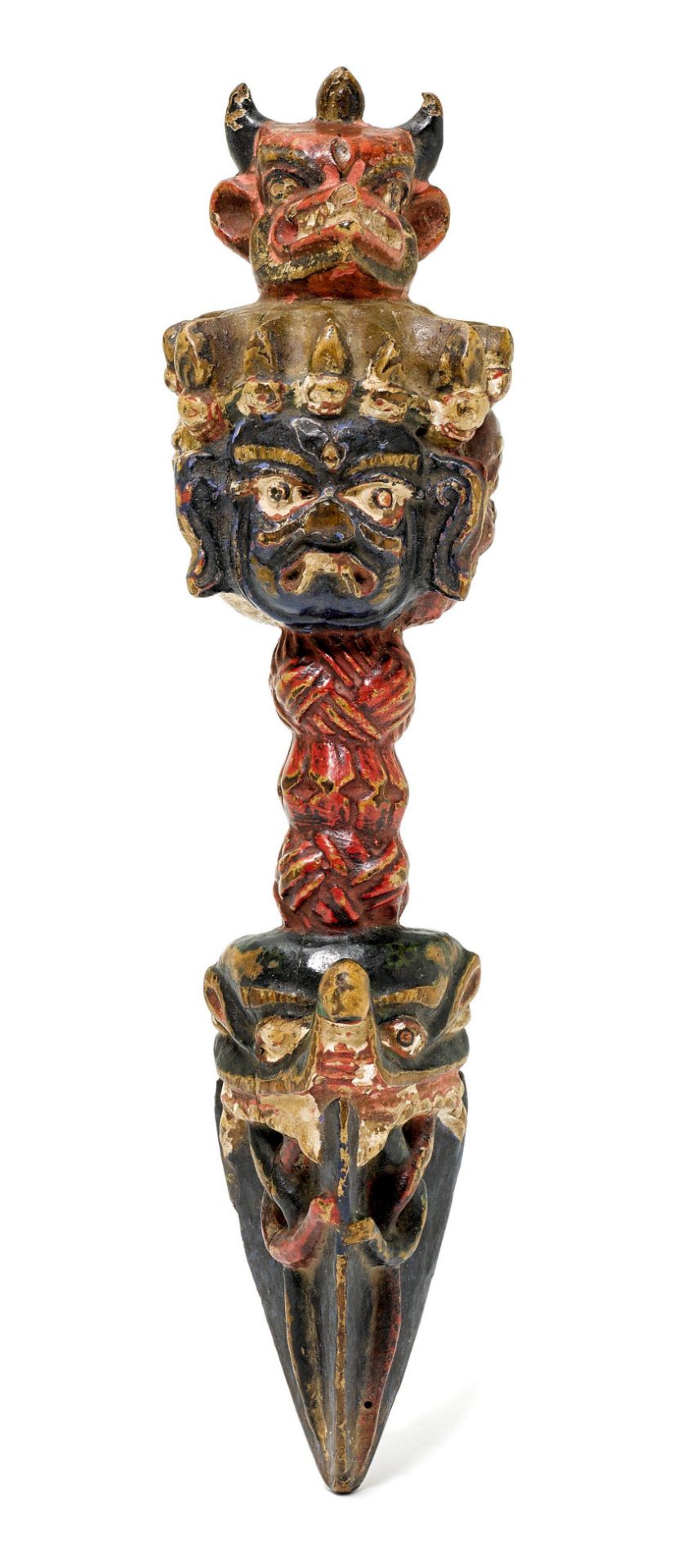 A POLYCHROME WOOD PHURBA.