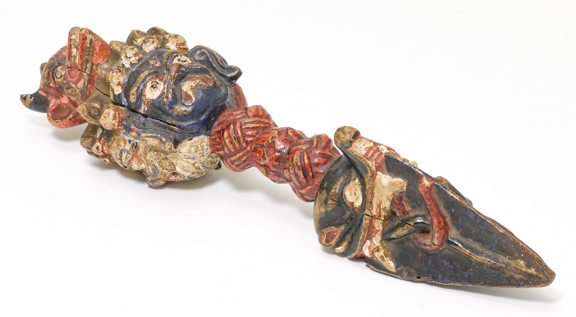 A POLYCHROME WOOD PHURBA. - Image 2 of 2