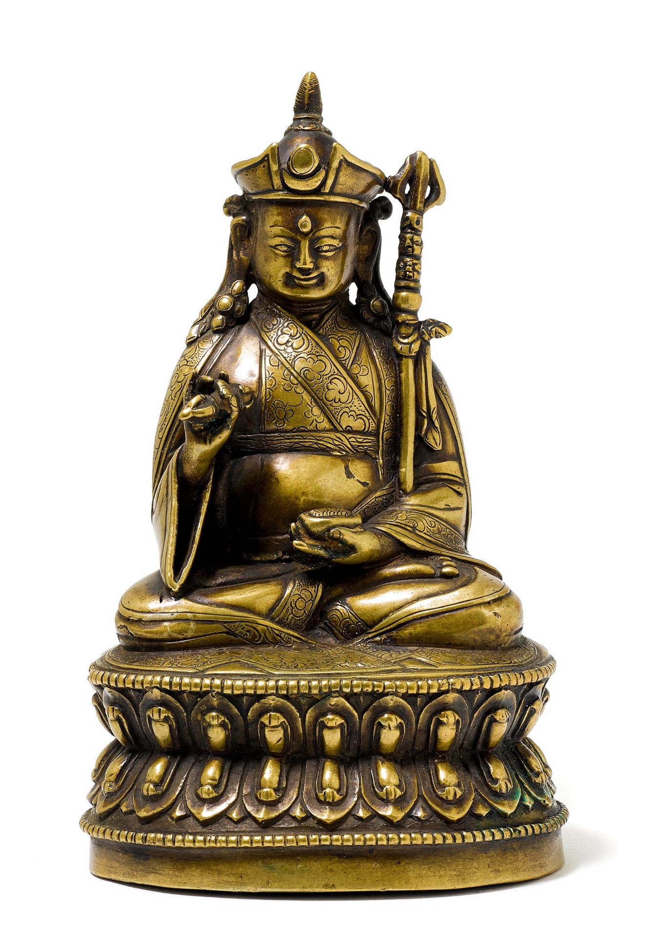 A BRONZE FIGURE OF PADMASAMBHAVA.