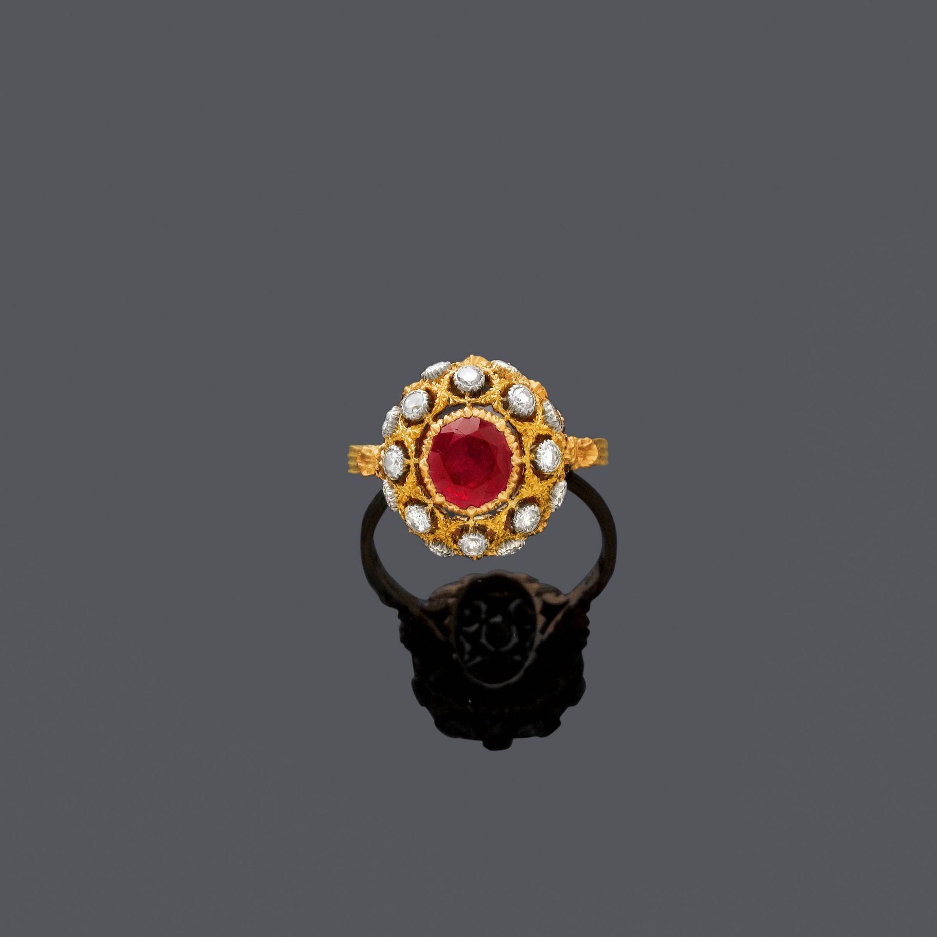 BURMA RUBY AND DIAMOND RING, BY BUCCELLATI, ca. 1996.