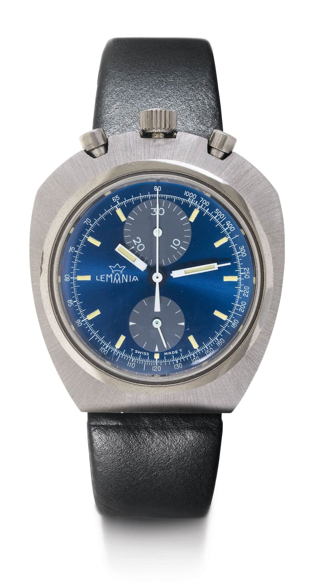 Lemania, extraordinary Chronograph, so-called "Bullhead", 1970s.