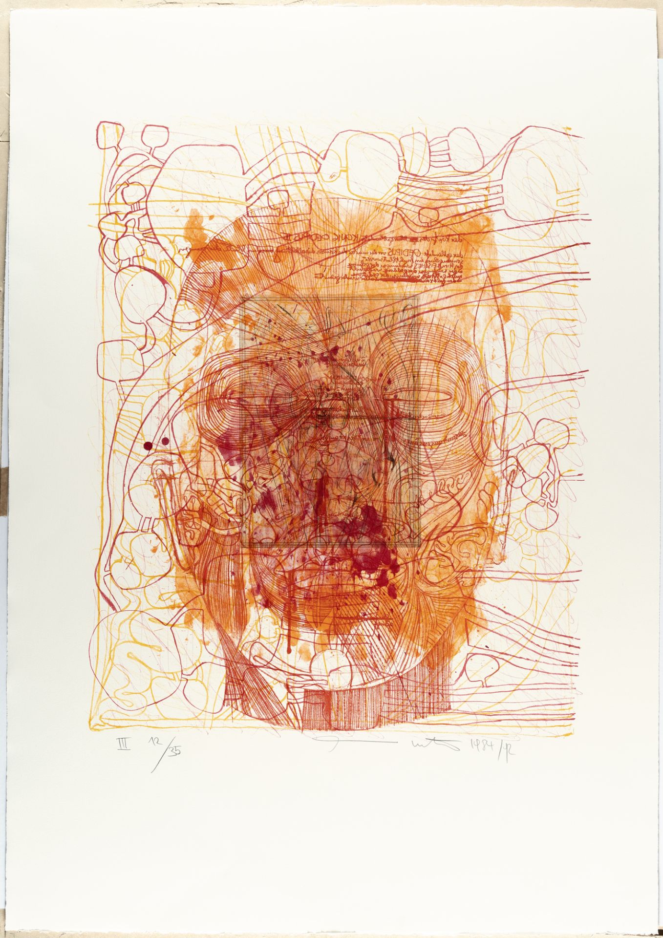 Hermann Nitsch – 1 Bl. aus: Die Architektur des Orgien Mysterien Theaters - Image 2 of 3