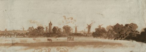 Niederländisch – Flusslandschaft mit Windmühlen