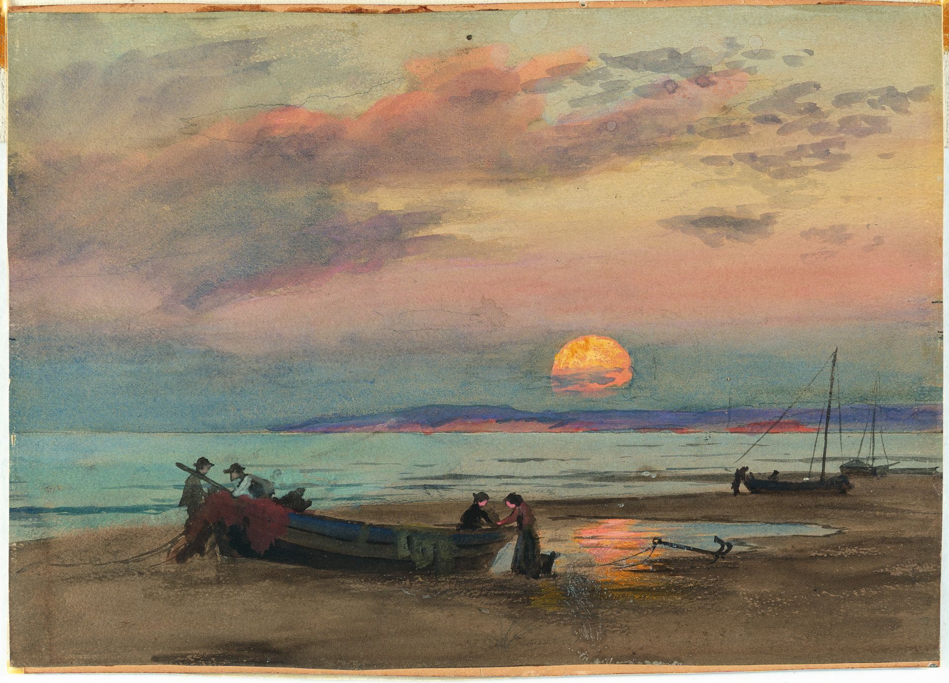 Otto Leu (Zugeschrieben) – Fischerboote bei Sonnenuntergang - Bild 2 aus 3