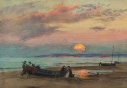 Otto Leu (Zugeschrieben) – Fischerboote bei Sonnenuntergang