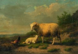 Eugène Verboeckhoven – Zwei Schafe mit Huhn