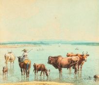 Wilhelm von Kobell – Hirte mit Herde im See