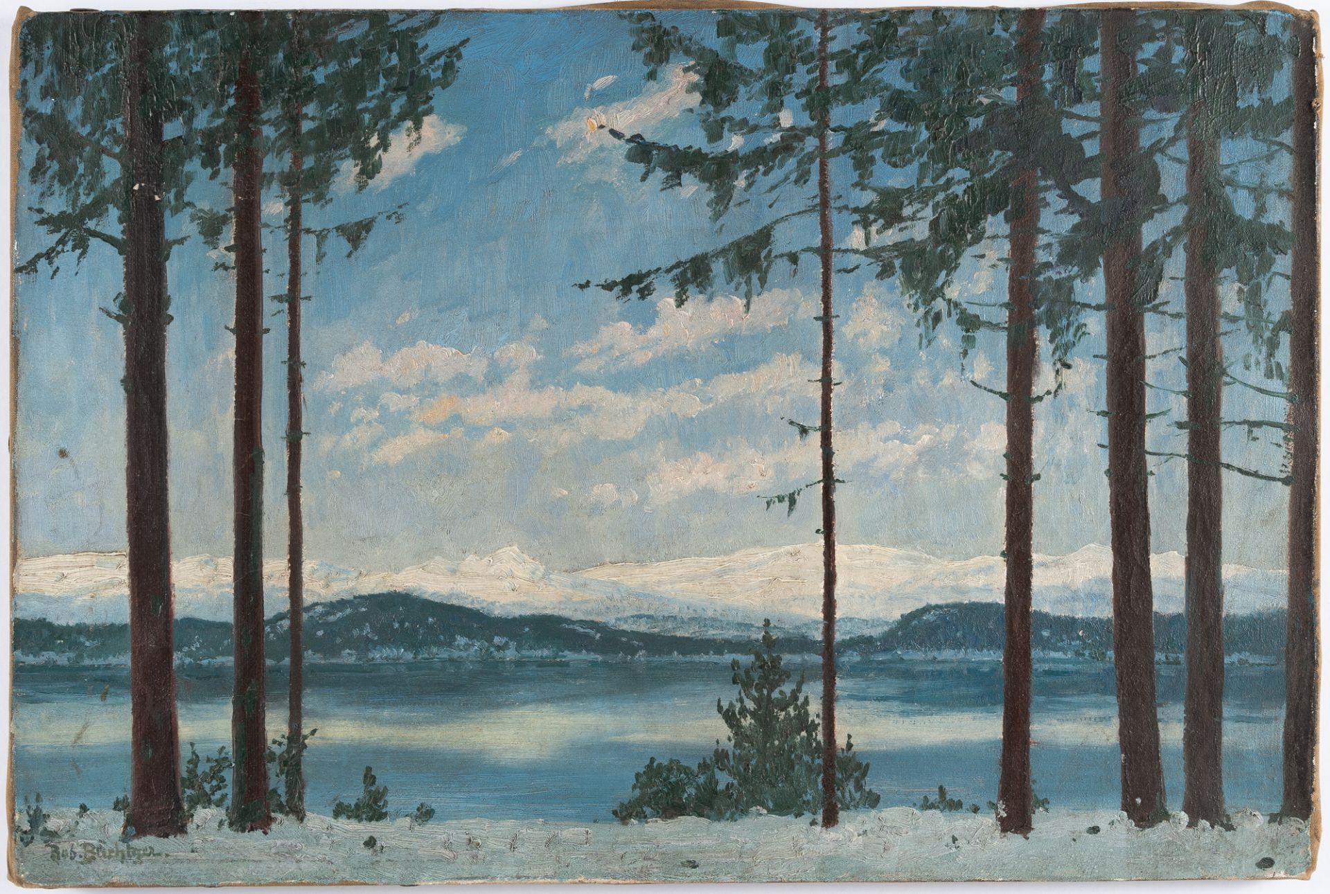 Robert Büchtger – Winterliche Landschaft am See mit Bergpanorama (Eibsee) - Image 2 of 3