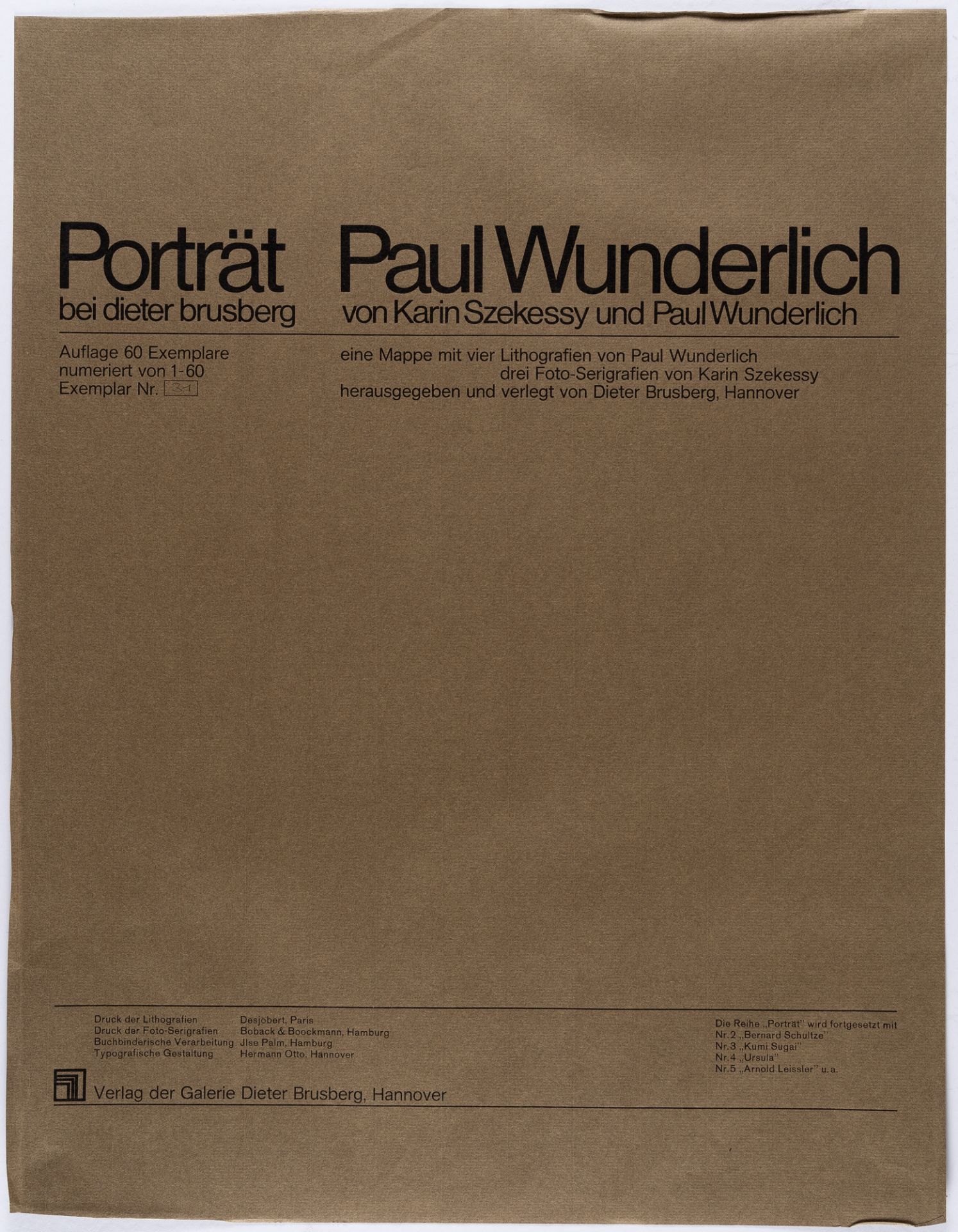 Karin Székessy (Karin Wunderlich), Paul Wunderlich – 2 Mappen: Porträt – 5 Bll. aus: Modelle - Bild 16 aus 16