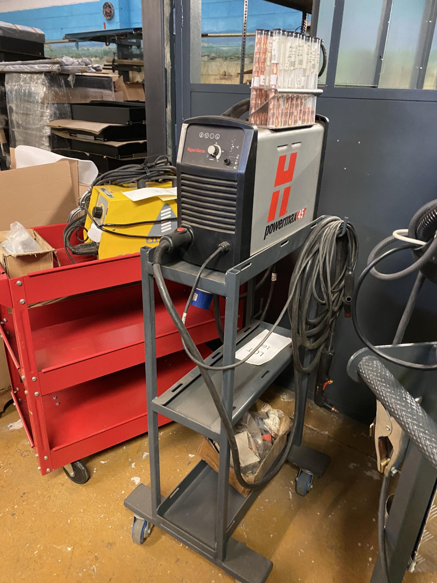 Hypertherm Powermax 45 Plasma Cutter with Trolley and Quantity of Consumable Parts/Tips Etc - Image 9 of 19