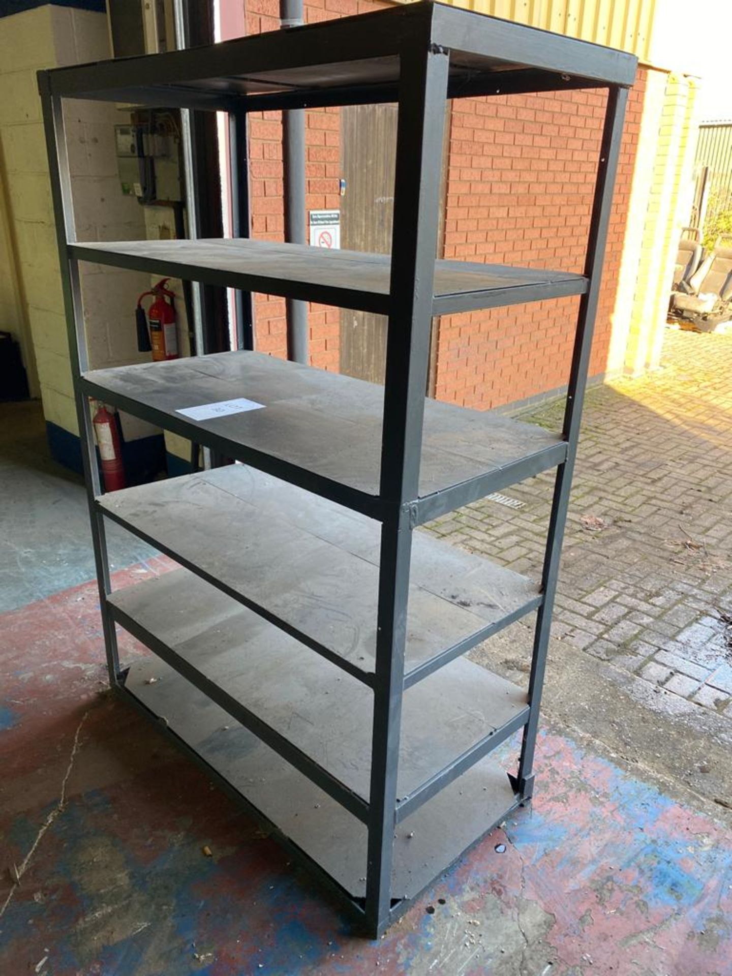 Steel Shelf Unit containing 6 shelves Size - 1.24m wide x 0.6m deep x 1.8m height - Collection