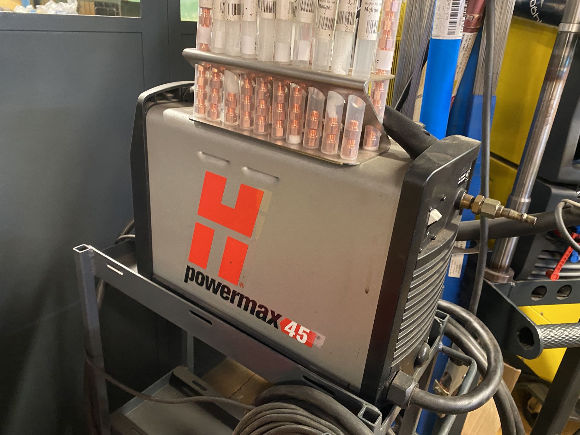 Hypertherm Powermax 45 Plasma Cutter with Trolley and Quantity of Consumable Parts/Tips Etc - Image 5 of 19