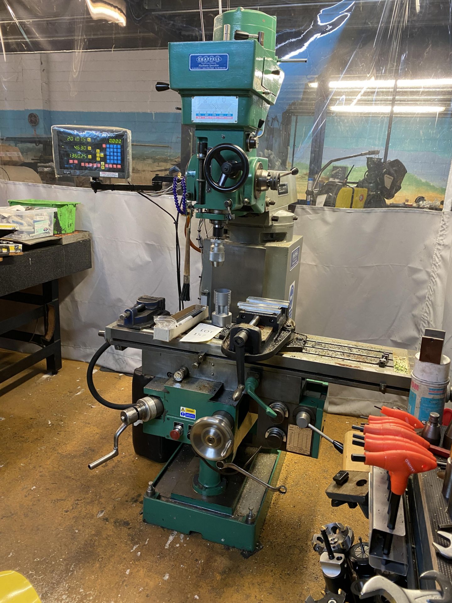 Elliott Milmor 10 Turret Milling Machine Serial No: 015807-119, complete with Sinpo - 3 Axis Dro