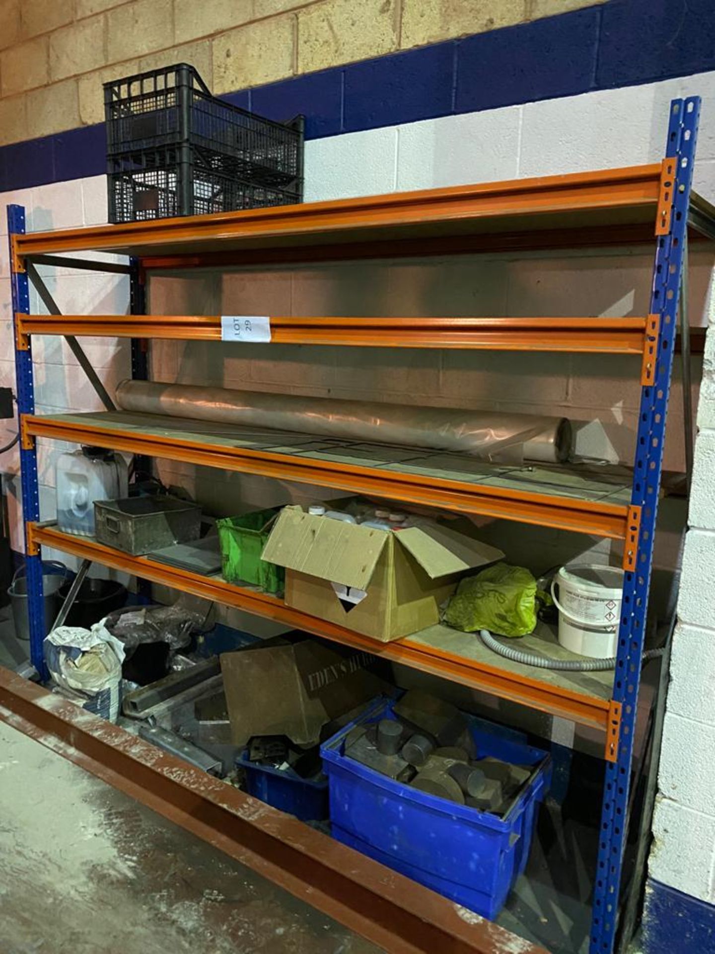 Blue & Orange Adjustable Racking to include - 4 Shelves with Wooden Inlays 2.5mWide x 0.6m deep x 2m - Image 3 of 4