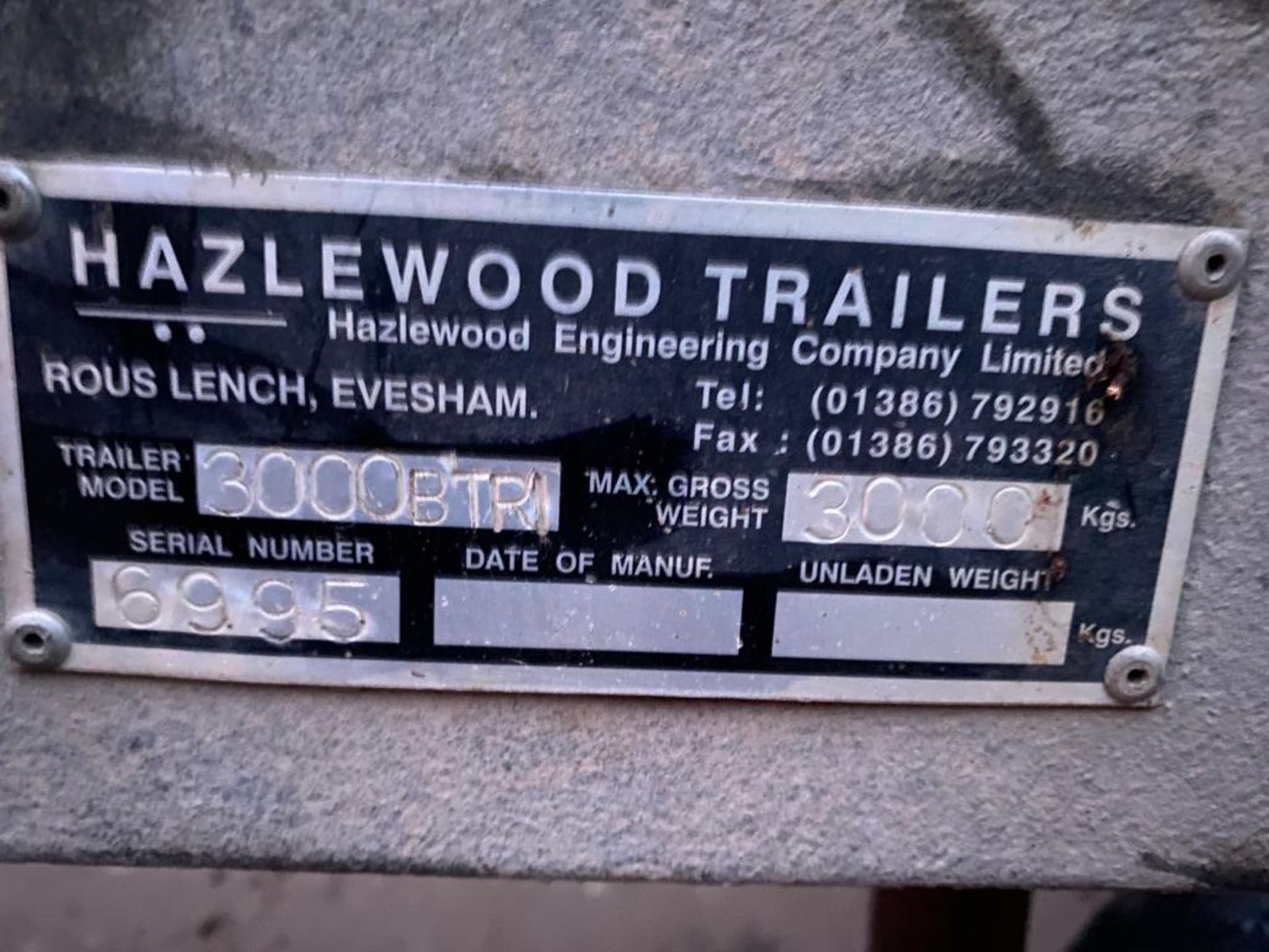 Hazelwood Model 3000 BTRI Tri - Axle Beaver Tail Car Transporter Trailer, Capacity 3000Kg, Serial - Image 15 of 25