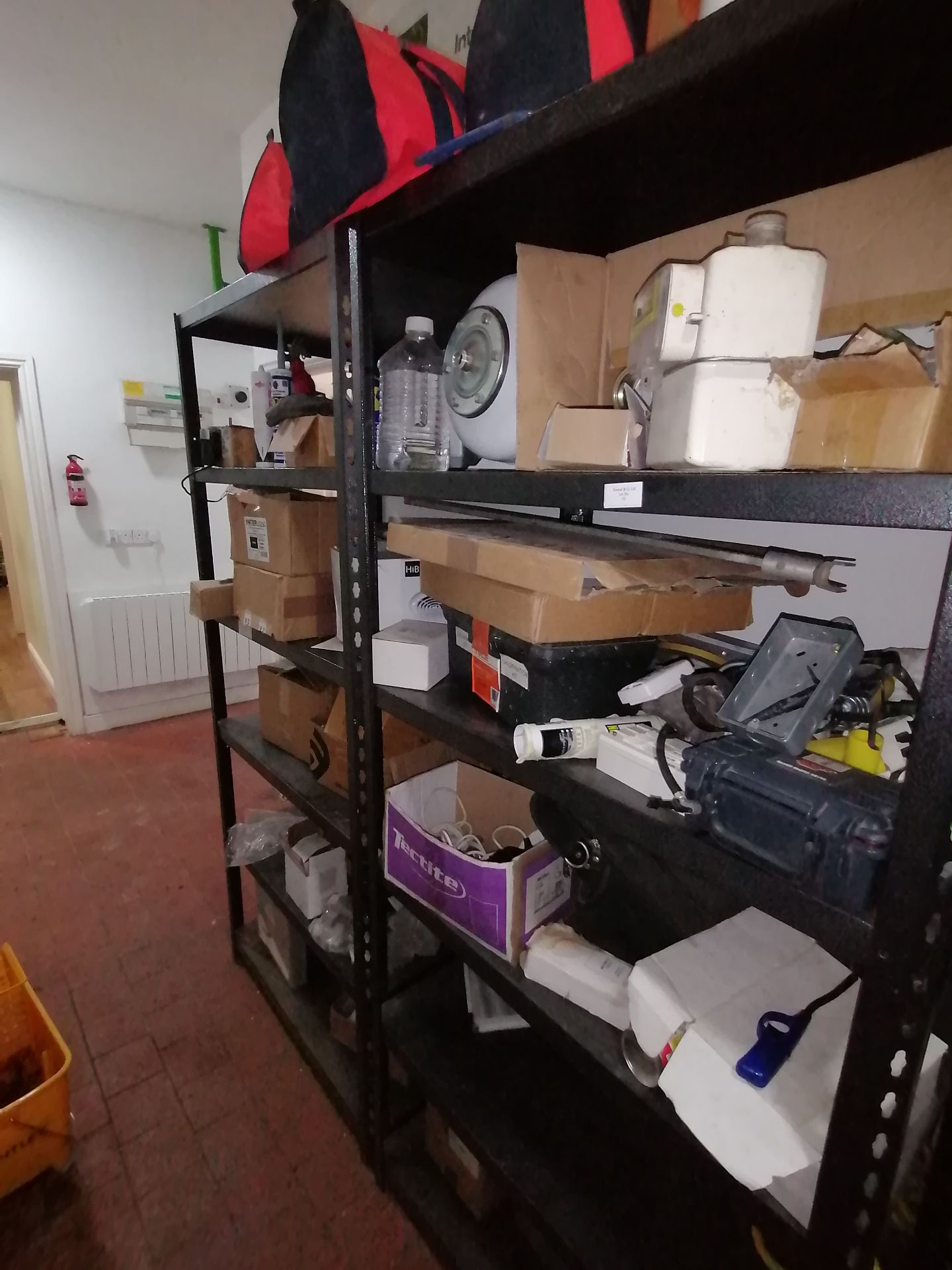 2 x metal shelving unit including contents as shown