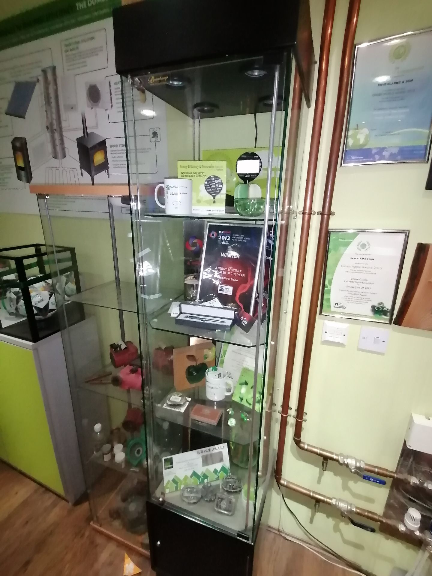 2 x Glass display cabinets , contents not included