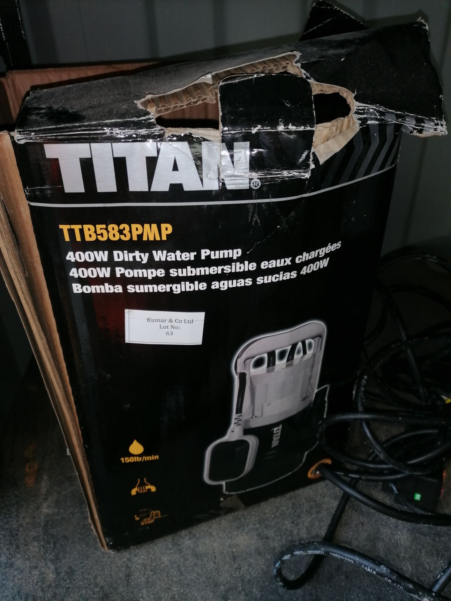 Titan Dirty water pump Model Number TTB583PMP Serial Number 000532 - Image 2 of 3