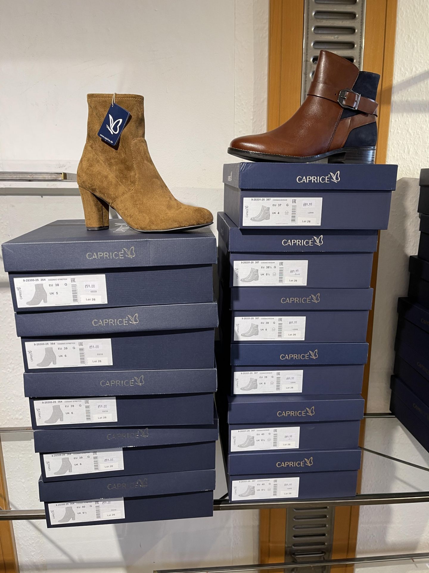 Caprice 5 Pairs: Cognac/Ocean Ankle Boots 9-25331-25 387. Sizes 5 - 6.5 (RRP £89.99) Caprice 5