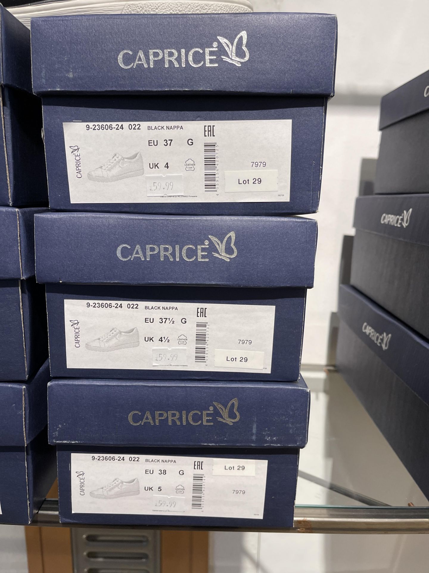 Caprice 5 Pairs: Black Nappa Trainers 9-23656-24 022. Sizes 3.5 - 6.5 (RRP £69.99) Caprice 6 - Image 13 of 16