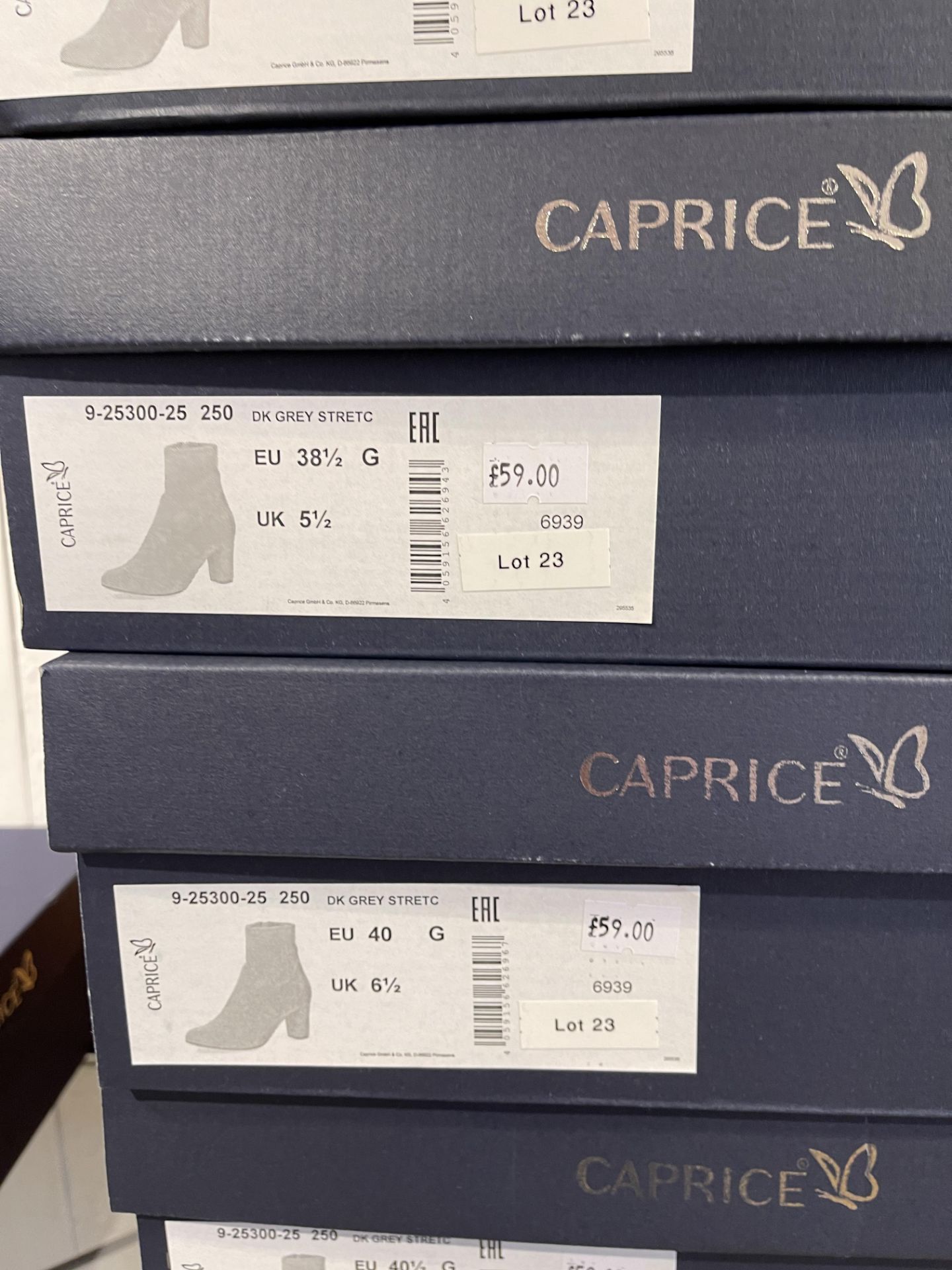 Caprice 6 Pairs: DK Grey Stretch Ankle Boots 9-25300-25 250. Sizes 4 - 7.5 (RRP £59) - Image 6 of 7