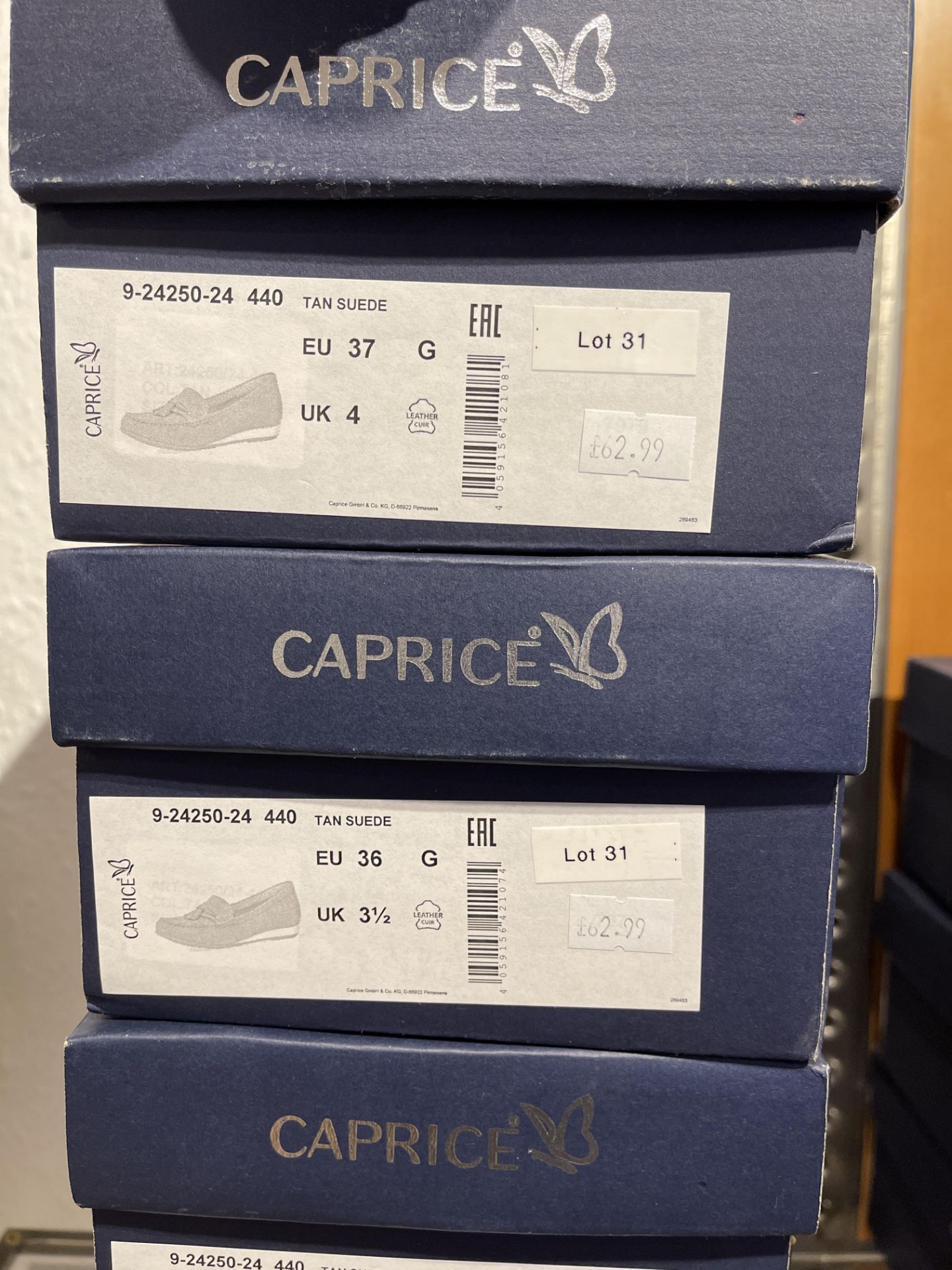 Caprice 6 Pairs: Grey Suede Trainers 9-24752-24 238. Sizes 4 - 6.5 (RRP £55) Caprice 5 Pairs: Tan - Image 13 of 14