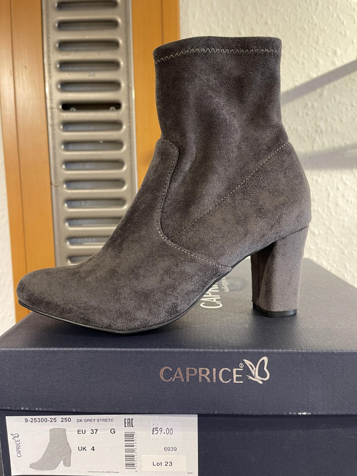 Caprice 6 Pairs: DK Grey Stretch Ankle Boots 9-25300-25 250. Sizes 4 - 7.5 (RRP £59)