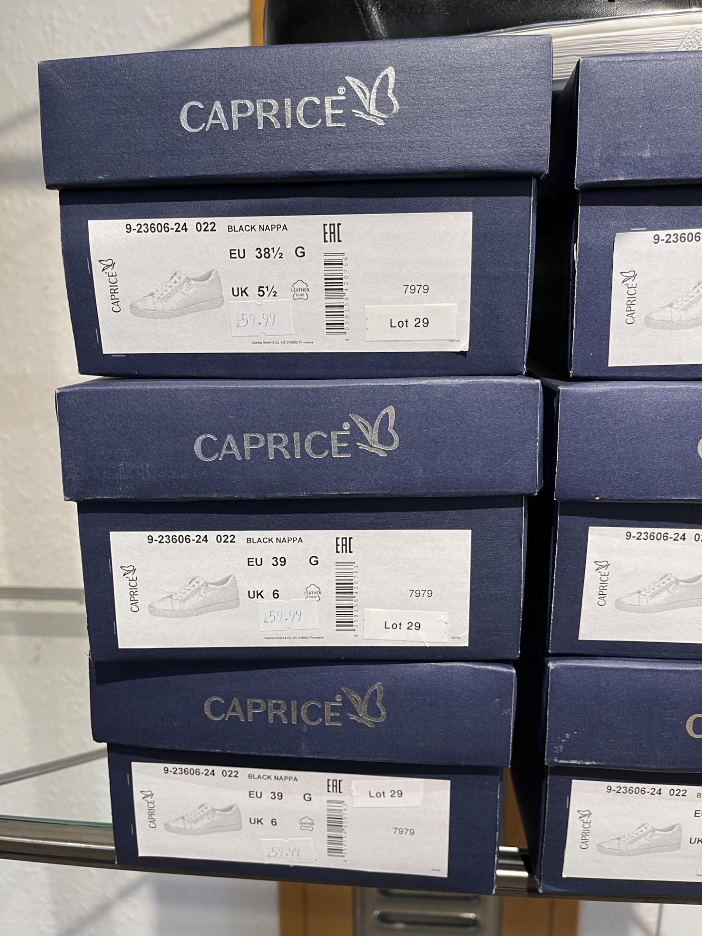 Caprice 5 Pairs: Black Nappa Trainers 9-23656-24 022. Sizes 3.5 - 6.5 (RRP £69.99) Caprice 6 - Image 14 of 16