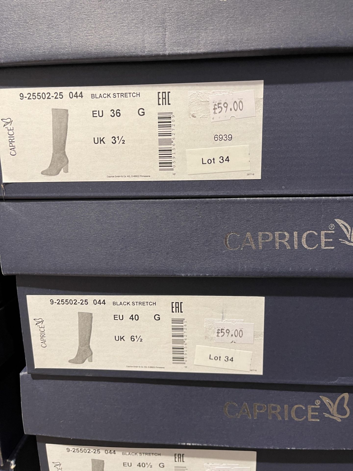 Caprice 4 Pairs: Black Stretch Boots 9-25502-25 044. Sizes 3.5 - 7.5 (RRP £59) Caprice 6 Pairs: - Image 6 of 19