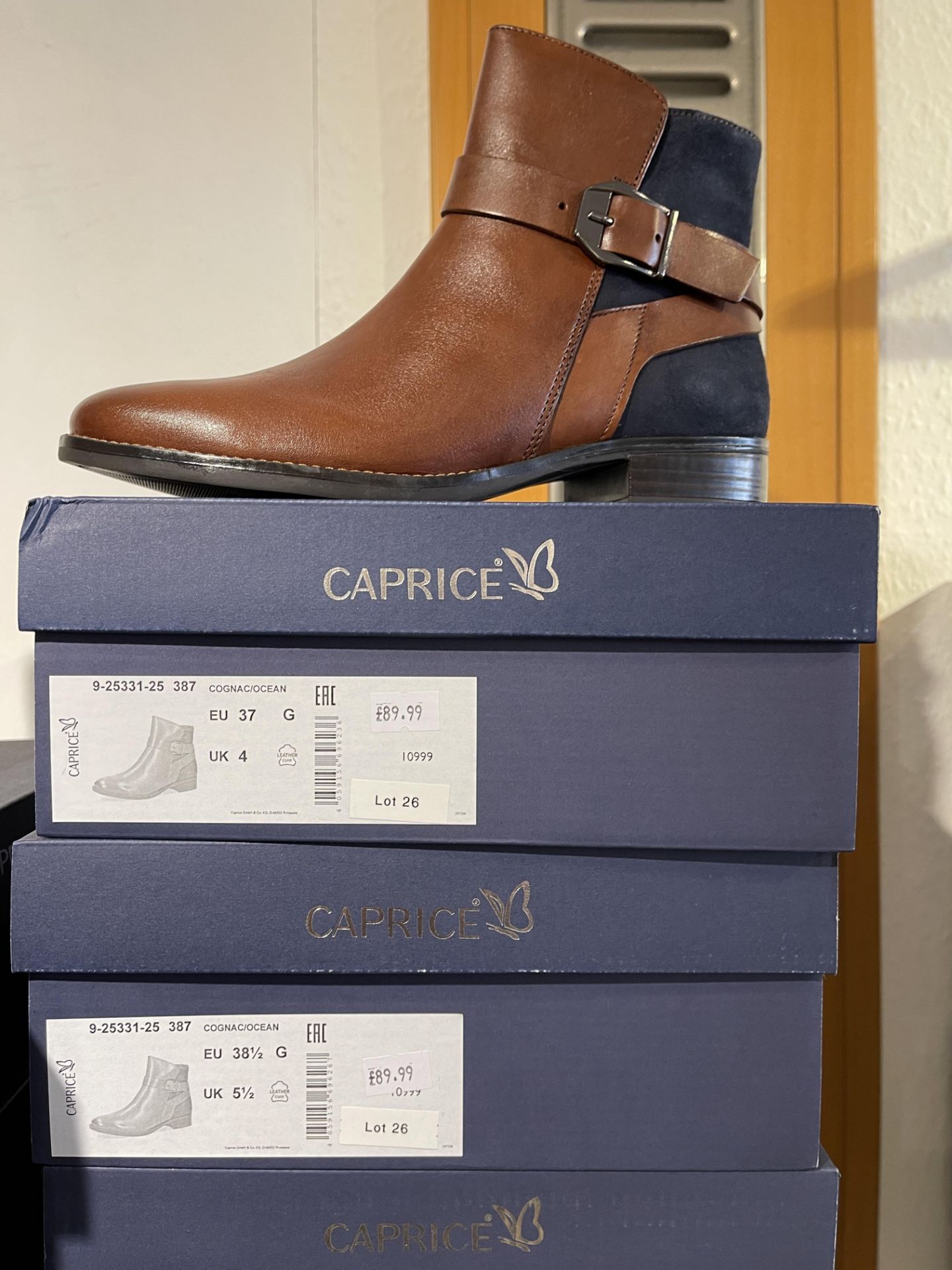 Caprice 5 Pairs: Cognac/Ocean Ankle Boots 9-25331-25 387. Sizes 5 - 6.5 (RRP £89.99) Caprice 5 - Image 7 of 14