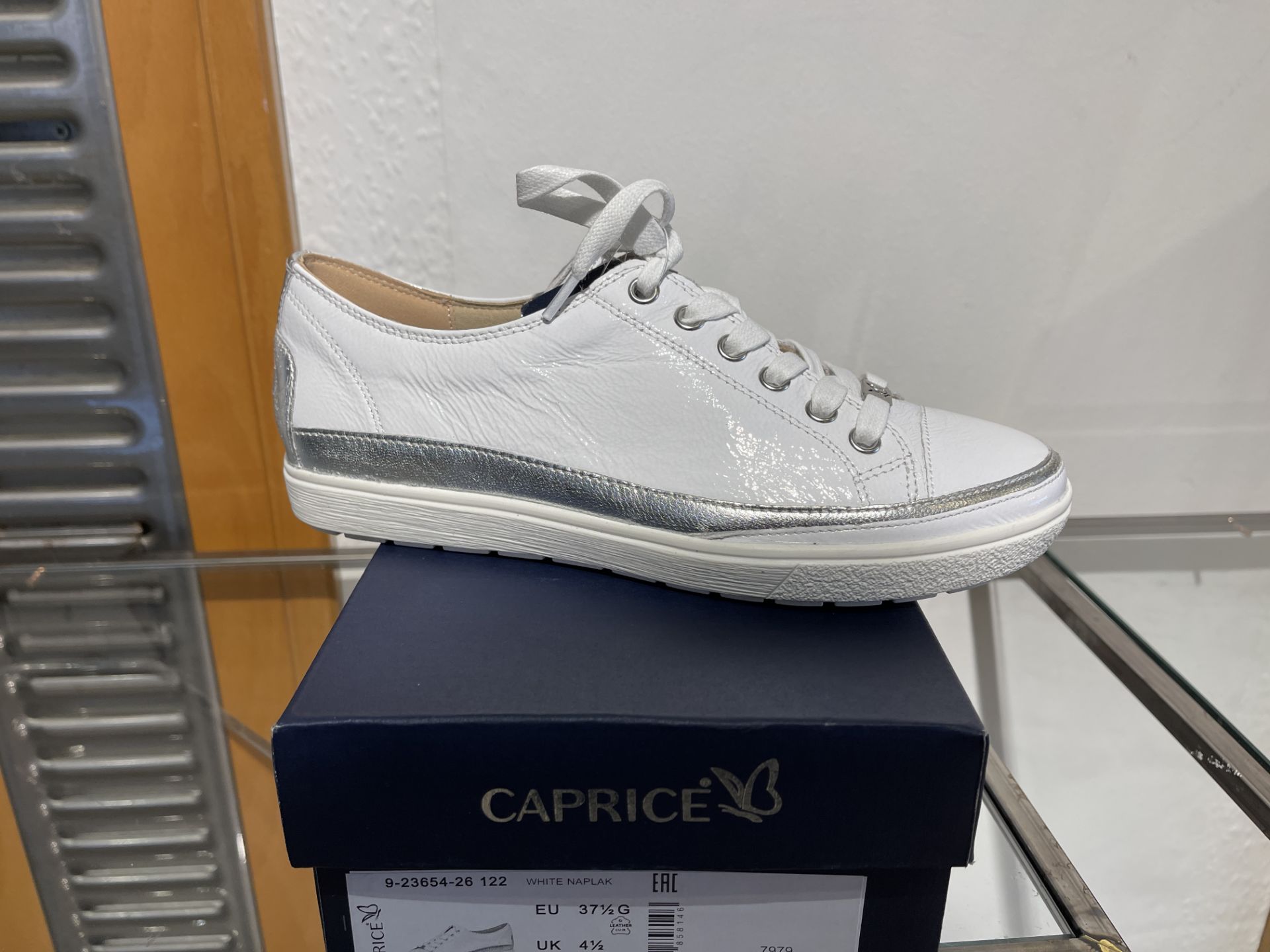 Caprice 10 Pairs: White Naplak Trainers 9-23654-26 122. Sizes 4 - 7 - Image 2 of 11